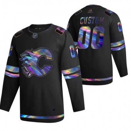 Calgary Flames Hockeydrakt Custom 2021-22 Iriserende holografisk Svart Authentic - Herre